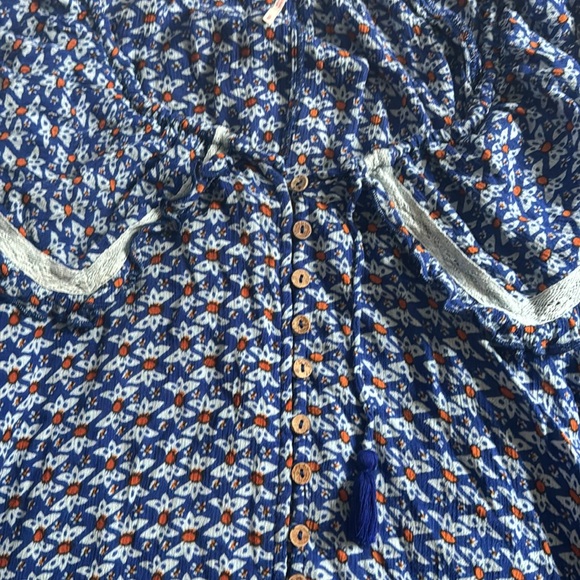 Free People Small Sunrise Printed Shirt Top Boho Floral Cottage-core - Picture 4 of 4